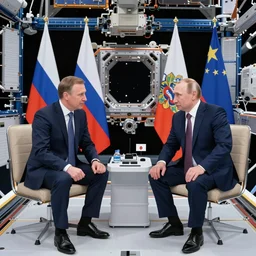 macron and putin have a meeting in the space station