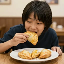 pudu eating an empanada
