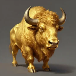 primitive golden bison idol, d & d, fantasy, portrait, digital painting, trending on artstation, concept art, sharp focus, illustration, art by artgerm and greg rutkowski and magali villeneuve