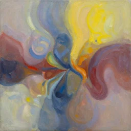 abstract oil painting of organic shapes melting