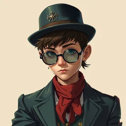 brawlstars 1 9 5 0 s era bowler hat schoolkid raygun character, intricate, digital painting by akihiko yoshida, beautiful