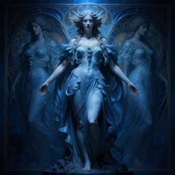 renaissance professional digital art of wonderful symmetrical goddess hight blue atmospheric dramatic lighting, cinematic, painted, intricate, detailed, foreboding, by art by artgerm and greg rutkowski and alphonse mucha and william - adolphe bouguereau, gregory crewdson light, epic, stunning, gorgeous, much wow, cinematic, masterpiece.