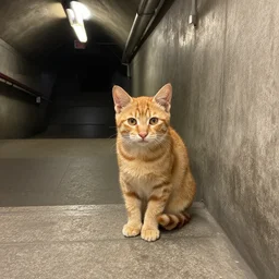 lost ginger kitten in prague metro tunnel