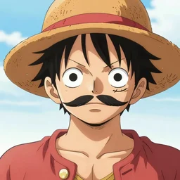 [ luffy with mustache ] ( by kim jung gi ) ( by george morikawa )