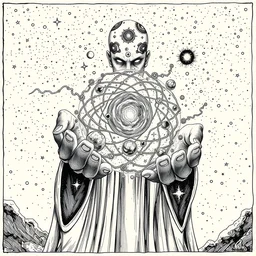 high intricate dreamy ink drawing of the sandman holding a perfect round interconnected galaxy, full shot, neil gaiman, maria panfilova, andrea savchenko, mike kime, ludovic plouffe, qi sheng luo, oliver cook, julian calle, eddie mendoza, trending on artstation