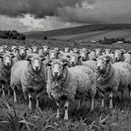 a beatiful painying one-line art, qrafic art, outline painting of sheep gray scale