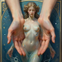goddess of the ocean, accurate anatomy, only two hands, highly detailed, digital painting, artstation, concept art, smooth, sharp focus, illustration, Unreal Engine 5, 8K, art by Ross Tran and greg rutkowski and alphonse Mucha