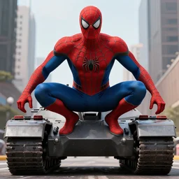 spiderman with full armor, big like tank