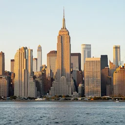 mixed media photo of Art Nouveau skyline of New York City hudson bay collage at golden hour bright grainy