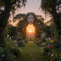a bit flip at the end of time and space where we found the portal to the illusion of it all, surreal, fantastic, notan, 8 k, sunrise, sunset, godhead, garden of enchantment