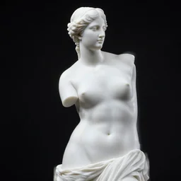 venus de milo made by pure white ceramic with a little bit opaque, pure black background, very very high detailed, by wadim kashin, featured in artstation, octane render, cinematic, elegant, intricate, 8 k