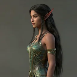 side shot centered portrait, maya ali wind sorcerer, art nouveau octane render, arcane, matte painting concept art by thibault girard