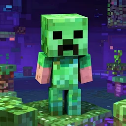 mincraft creeper, synthwave, detailed, chromatic