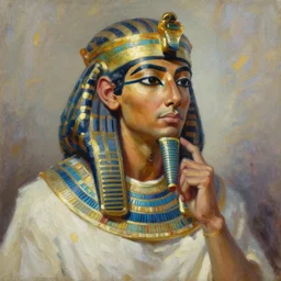 highly detailed palette knife oil painting of a historically accurate depiction of the ancient biblical egyptian prince moses, thoughtful, by Peter Lindbergh, impressionistic brush strokes, painterly brushwork