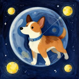 Laika, the dog that travels to space, by Alexander Jansson style