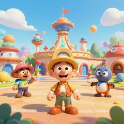 a cartoony amusement park, in the style of Rayman origins, michael ancel, Ruan Jia and Mandy Jurgens and Greg Rutkowski, trending on Artstation, award winning, unreal engine, octane render W 1024