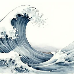 zen, sea waves, ink