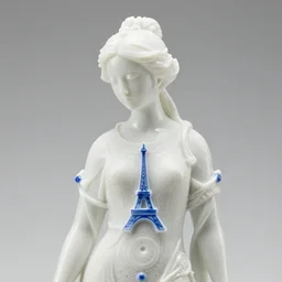 real delicate ceramic porcelain translucent sculpture of a woman with blue parisian ornaments, detailed on an intricate white surface by victo ngai and takato yamamoto, micro detail, subsurface scattering, translucent, thin porcelain, octane renderer, white color, physically based rendering, trending on cgsociety