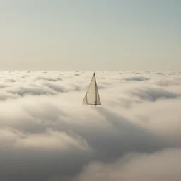 a person sailing on a sea of clouds, muted colors, digital art, beautiful, 4 k