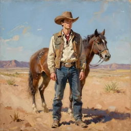 patrick bateman from american psycho painted by mark maggiori, desert western oil painting - h 9 0 0 - n 4