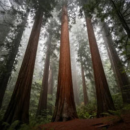 redwood forest sequoia very tall trees beautiful concept art misty