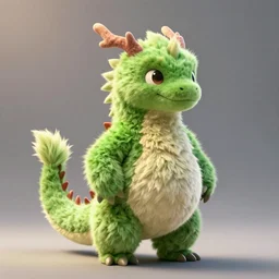 full body side portrait of a tall cute green fuzzy anthropomorphic male dragon with wide hips and thighs standing and a red spike on the tip of the tail, soft lighting, artstation, extremely detailed, in the style of kaitou - cute