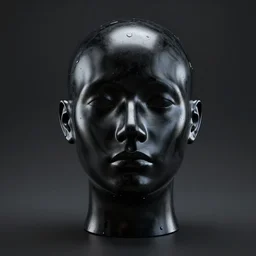 realistic render of a a head black resin latex covered in reflecting oil, shiny plastic front view, empty soft black empty fog background, soft shadows, beautiful light ultrarealistic, shaders, 8 k, very detailed, high resolution, octane render, cinema 4 d, ray tracing