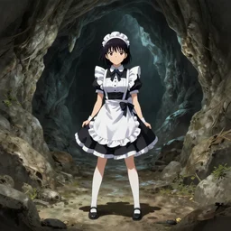 a nagaji maid standing in a boundless cave, digital illustration, fantasy, amazing detail, in the style of greg rutkowski