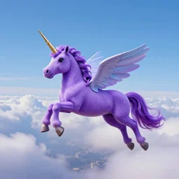a beautiful award winning photo of l a purple unicorn flying in heaven, flickr, annie lebowitz