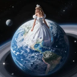 taylor swift as a princess of earth's orbit, floating in space in lagrange point l 1, intricate, elegant, highly detailed, retrofuturism, smooth, sharp focus, illustration, arny freytag