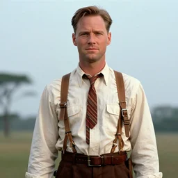 movie still from the movie forest gump but gump is replaced by a yautja