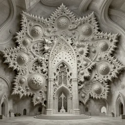 a beautiful 3 d painting of a huge sprawling fractal cathedral interior populated by mandelbrot fractals by android jones, unreal engine, carved stone, carved soap, white color scheme, volumetric lighting, dynamic lighting, octane render, dramatic lighting, glowing, carved marble, opalescent, sacred geometry, religious, angelic, catholicpunk, stark, trending on artstation