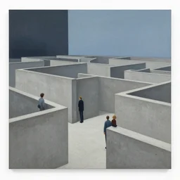 concrete mazewith people by pj crook, edward hopper