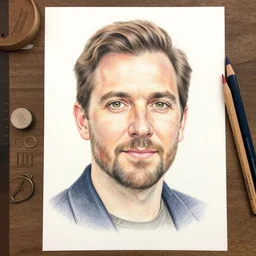 Colored pencil art on paper, Master Painter Portrait, highly detailed, artstation, MasterPiece, Award-Winning, Caran d'Ache Luminance