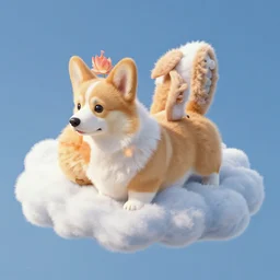 a corgi in shape of cloud, realistic, highly detailed