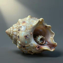 airbrushed lone bone mollusk necrotized in scheme via prismatic hell basil gogos, philippe druillet, fine art masterpiece baked at 3 0 0 f, matte painting, cold lighting, aged with sunlight, award winning horror, photorealistic render, cinematic