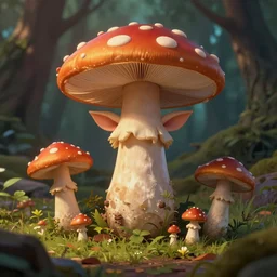 hyper detailed mushroom elves in the forest digital art, 4k, artstation deviantart studio lighting