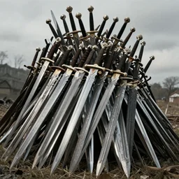 a huge pile of swords, by greg rutkowski