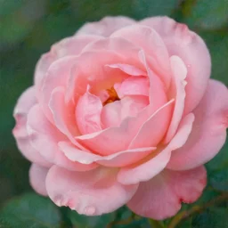 achingly beautiful extreme close up painting of blooming pink rose on green background by rene magritte, monet, and turner. piranesi. macro lens.