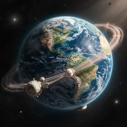 earth galaxy machine, detailed illustration by tim doyle