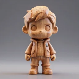 3 d octane render ultra photo realistic, wood figurine cute wood cyberpunk popart chamberlain john