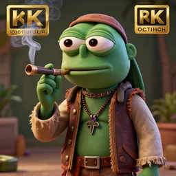 a 3 d render of a pepe dressed in hippie clothes and smoking a blunt, digital art, octane render, cinematic lightning, 8 k, trending artstation