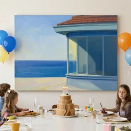 having a cool party birthday party, painting by edward hopper, highly detailed