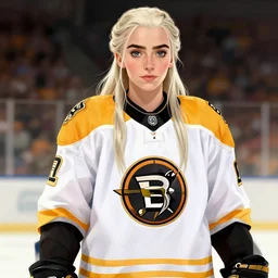 daenerys targaryen in a boston bruins uniform, fan art, digital art