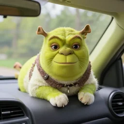 shrek as a car cat