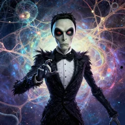 letting go of reality and experiencing the quantum feild, matte painting tim burton comic book art, cinematic, highly detailed, realistic, beautiful cosmic neural network, octane render, unreal engine, depth of field, trending on artstation, sharp focus, philosophical splashes of colors