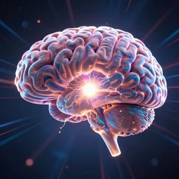 a huge ever growing pulsating brain that rules from the centre of the underworld, hyperrealism, h. u. d, holograph, 8 k, highly detailed, cyberpunk, octane render, volume light, unreal engine, sci - fi, psychedelic