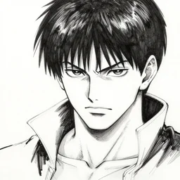 portrait of guts from berserk, ink drawing