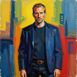 mike ehrmantraut in the art style of disco elysium, abstract expressionism