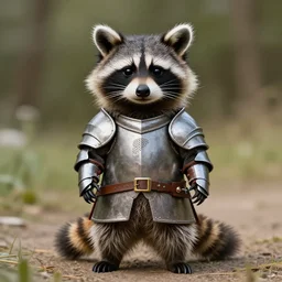 a raccoon dressed as a knight